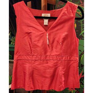 VINTAGE NEW Talbots Women's Coral Red Sleeveless Silk Blend Top Size 12